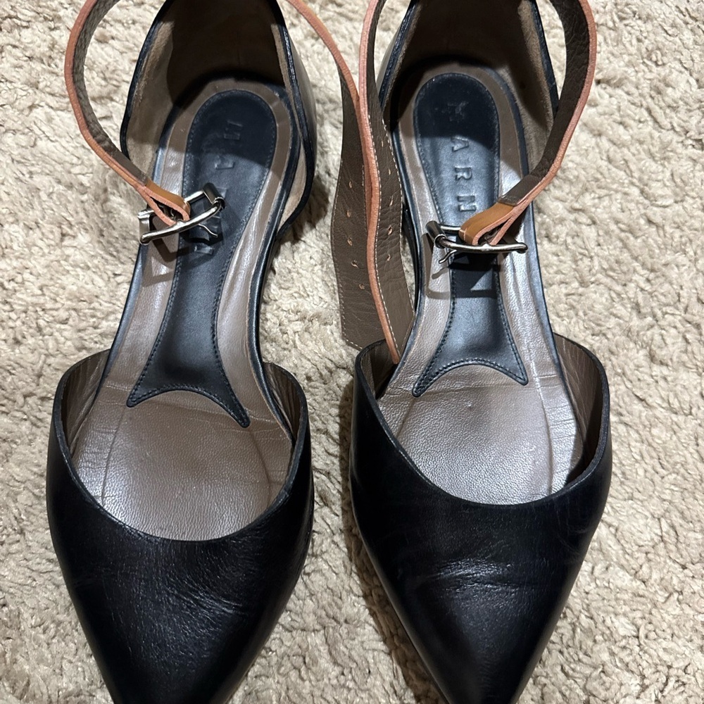 Black Leather Women's Shoes by Marni